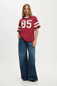 V Neck Oversized Graphic Tee