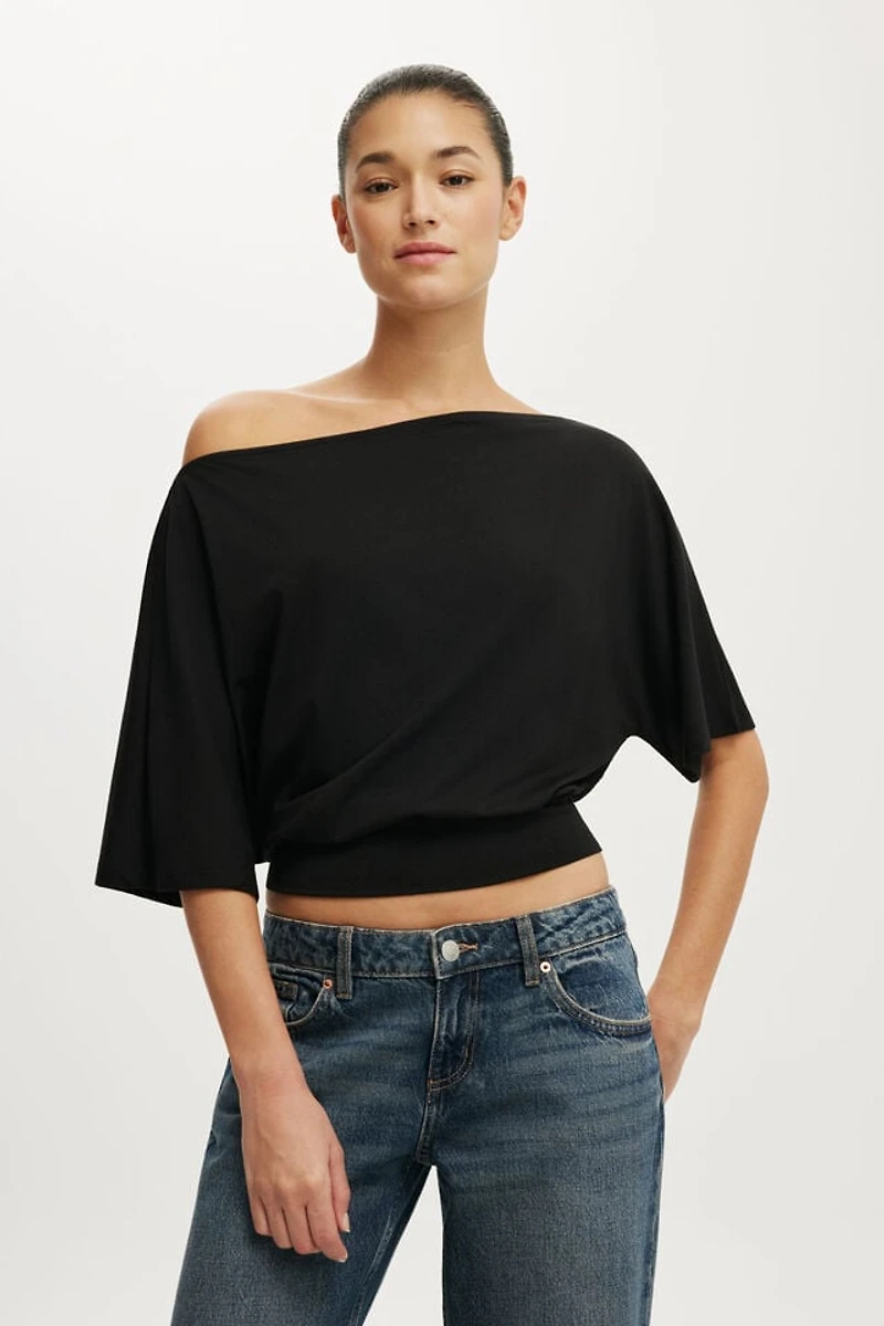 Sage Off Shoulder Short Sleeve