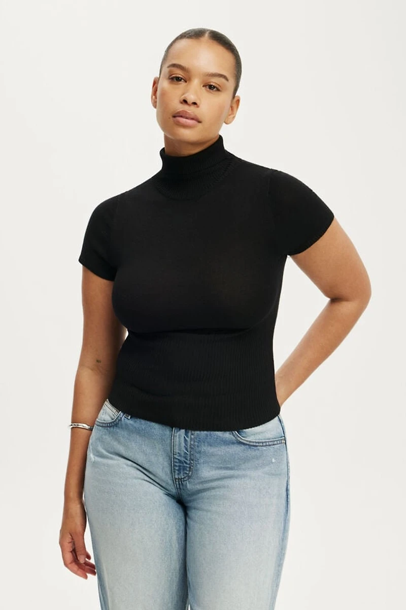 Close Knit Ss Roll Neck