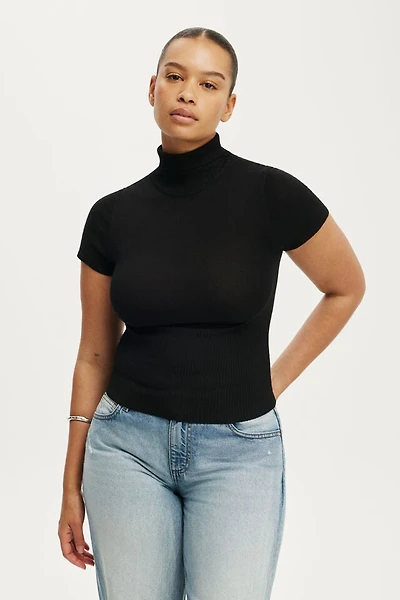 Close Knit Ss Roll Neck