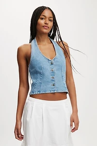 Harley Denim Halter Vest