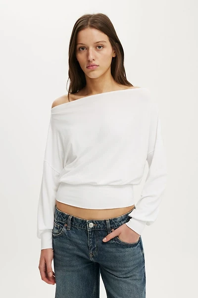 Sage Off Shoulder Long Sleeve