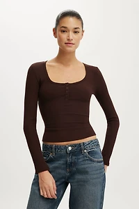 Blake Scoop Henley Long Sleeve