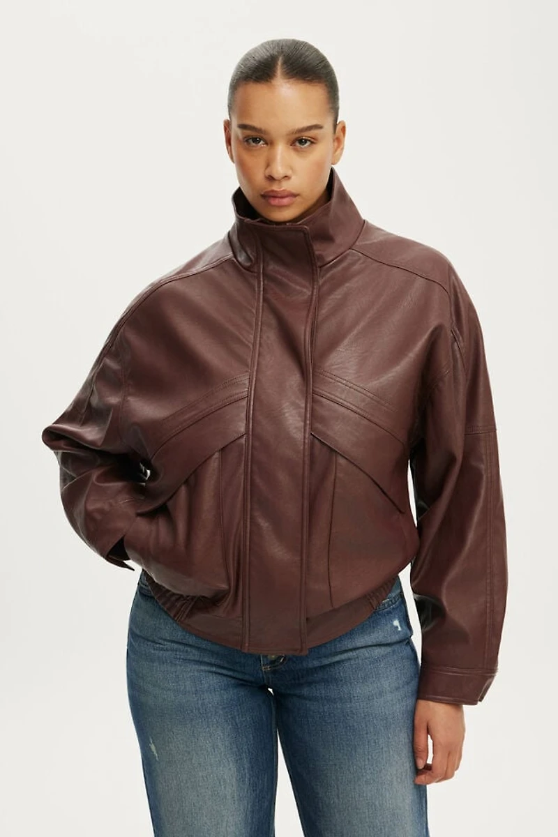 Theo Faux Leather Bomber