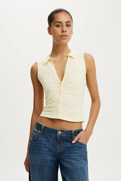 Gathered Front Polo