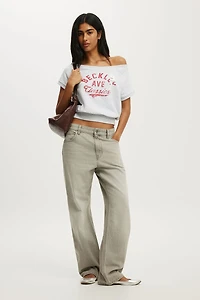 Short Sleeve Off Shoulder Sweatshirt