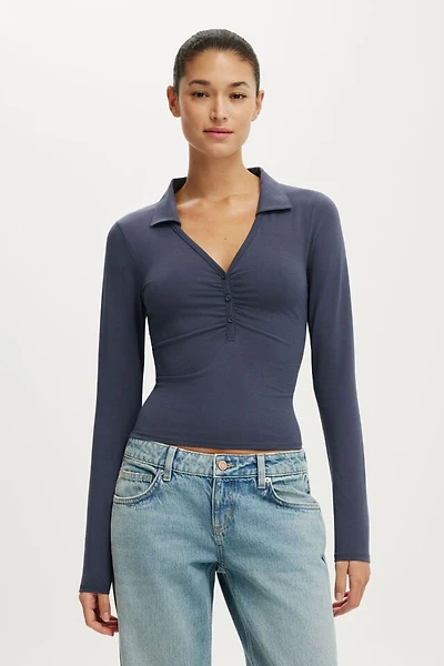 Henley Long Sleeve Polo