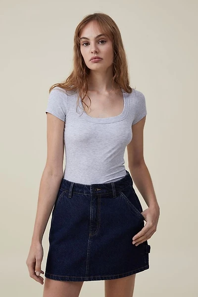 Staple Rib Scoop Neck Short Sleeve Top