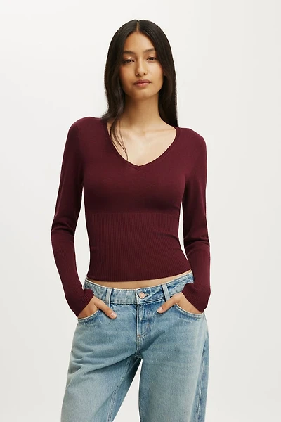 Close Knit V-Neck Top