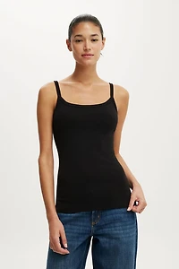 Fine Rib Scoop Longline Cami