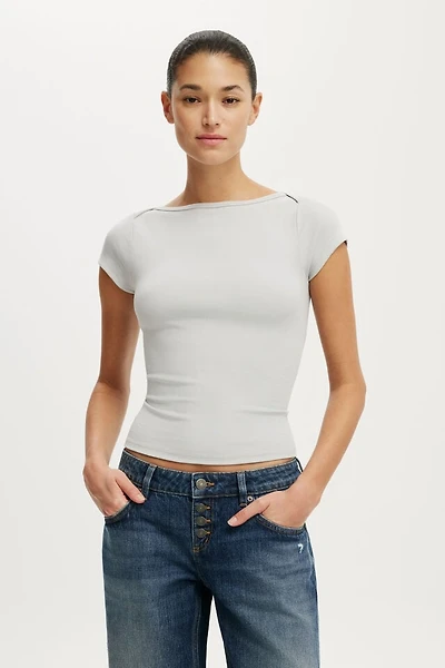 Boatneck Cap Sleeve Tee