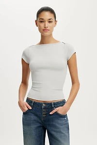 Boatneck Cap Sleeve Tee