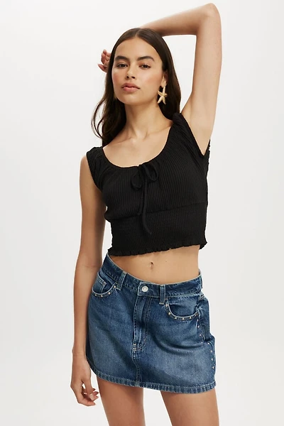 Chloe Shirred Short Sleeve Top