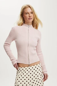 Variegated Rib Zip Through