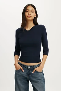 90S V Neck ¾ Sleeve