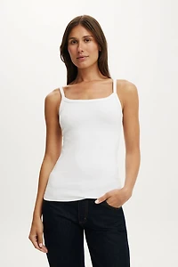 Fine Rib Scoop Longline Cami