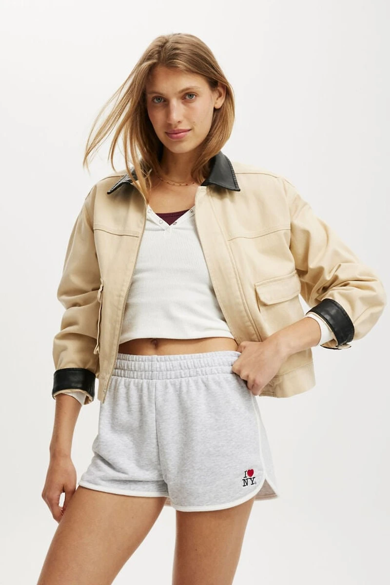 I Love NY Dolphin Hem Mini Short