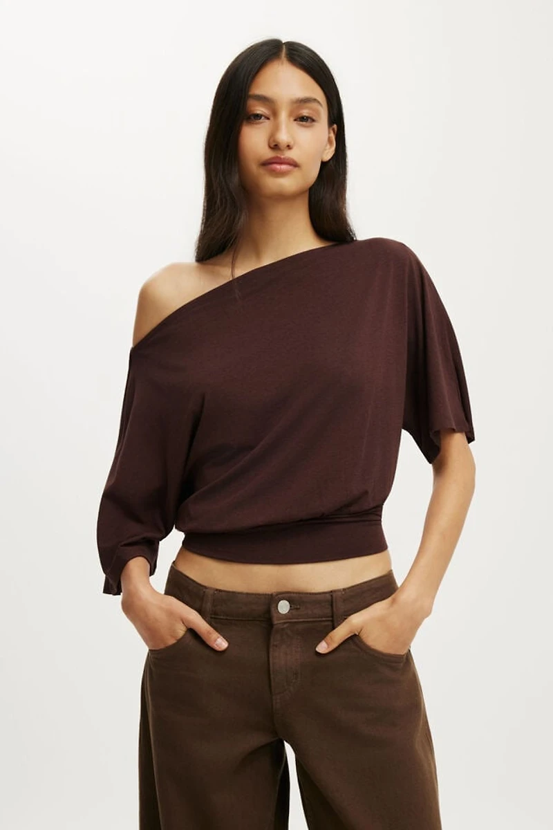 Sage Off Shoulder Short Sleeve