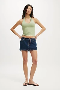 Micro Low Denim Skirt
