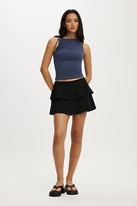 Double Pleated Mini Skirt