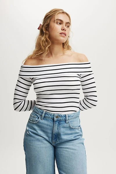 Staple Rib Off Shoulder Long Sleeve Top