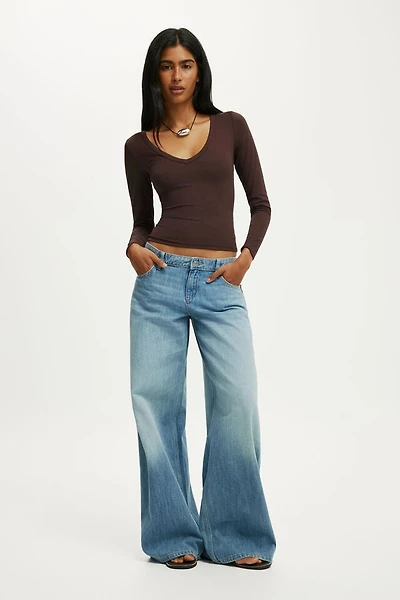 Hold Me V Neck Long Sleeve