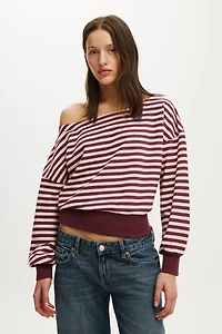 Relaxed Off Shoulder Sweatshirt