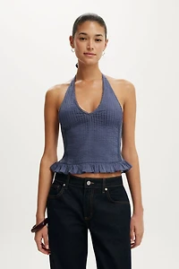 Indigo Halter Top