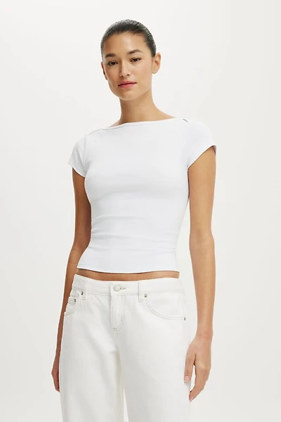 Boatneck Cap Sleeve Tee