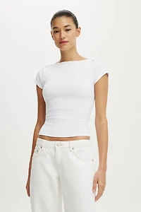 Boatneck Cap Sleeve Tee