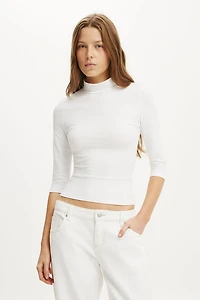 90S Mock Neck 3/4 Sleeve