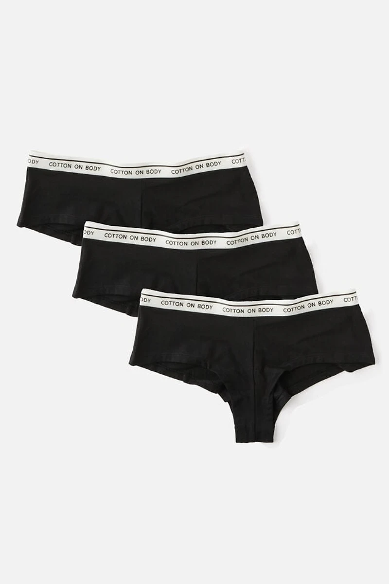 Pack Branded Cotton Cheeky Boyshort