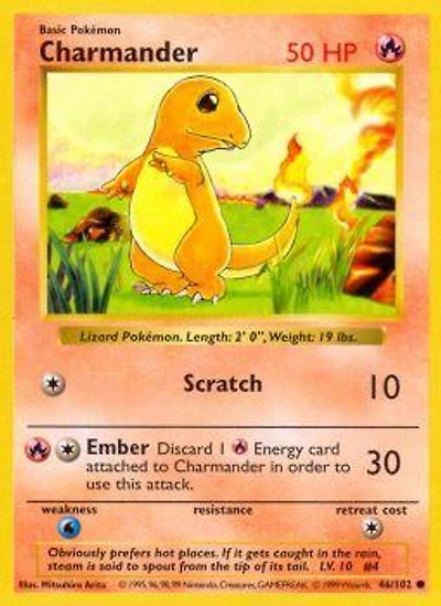Charmander - 46/102 Common Shadowless Edition