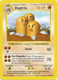 Dugtrio - 19/102 - Rare - Shadowless Edition