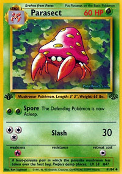 Parasect - 41/64 Uncommon 1999-2000 Wizards Base Set Copyright Edition