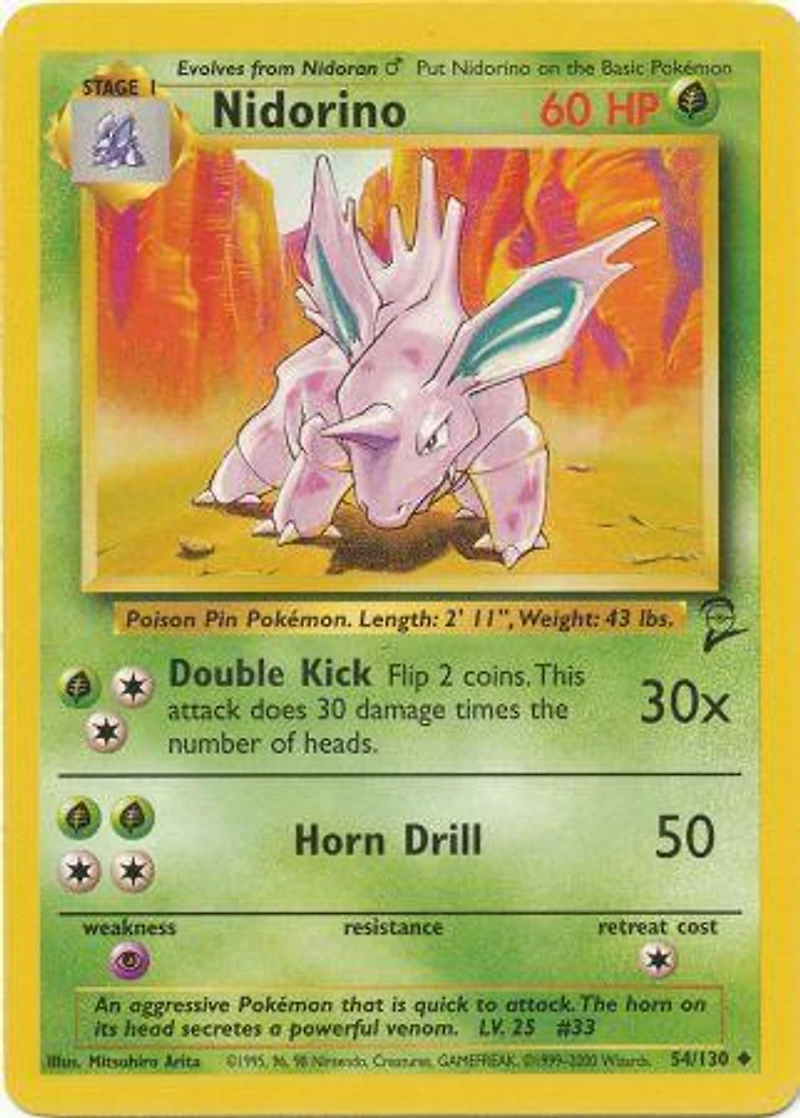 Nidorino - 54/130 Uncommon Unlimited Edition