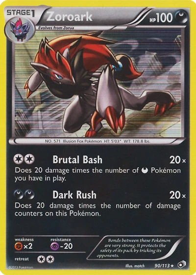 Zoroark - 90/113 - Non-Holo Battle Arena Decks: Mewtwo vs Darkrai Exclusive