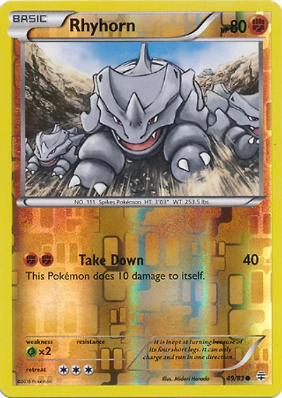 Rhyhorn - 49/83 - Common - Reverse Holo