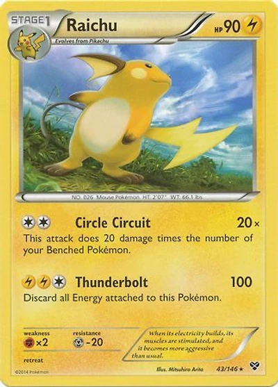 Raichu - 43/146 Non Holo Rare Battle Arena Deck: Keldeo EX vs Rayquaza