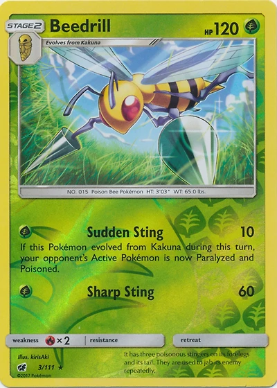 Beedrill - 3/111 - Rare - Reverse Holo