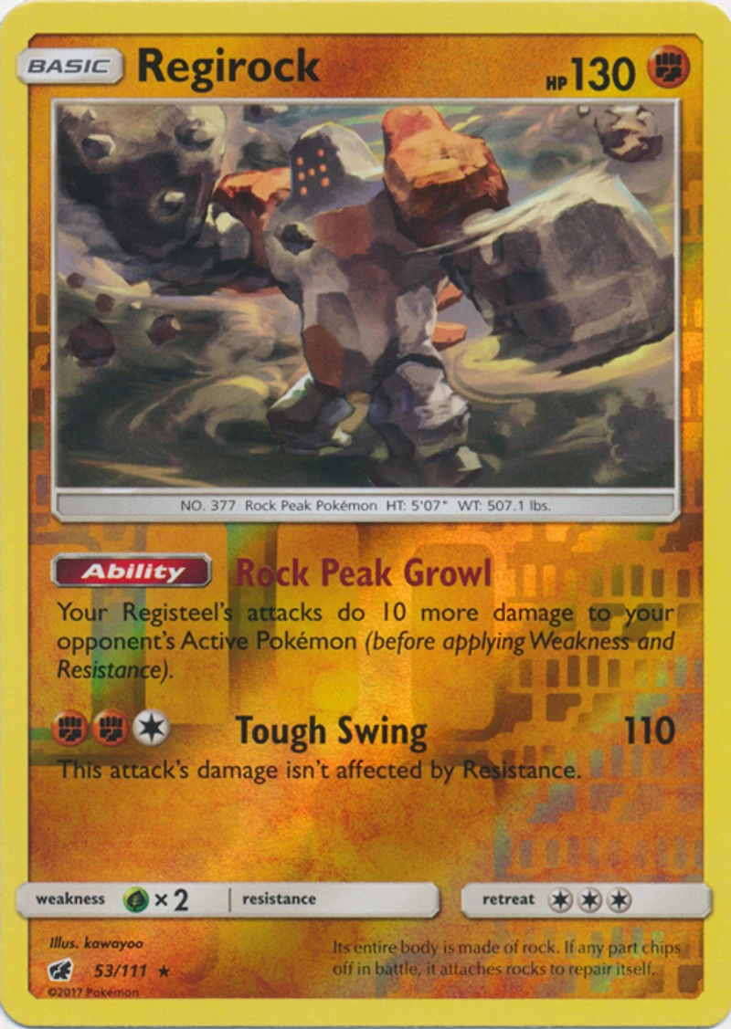 Regirock - 53/111 - Rare - Reverse Holo