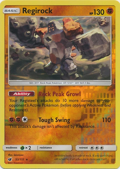 Regirock - 53/111 - Rare - Reverse Holo