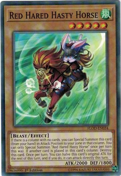 Red Hared Hasty Horse - FLOD-EN034 - Common - 1st Edition