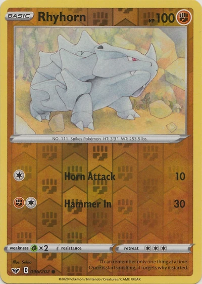 Rhyhorn - 096/202 Common Reverse Holo