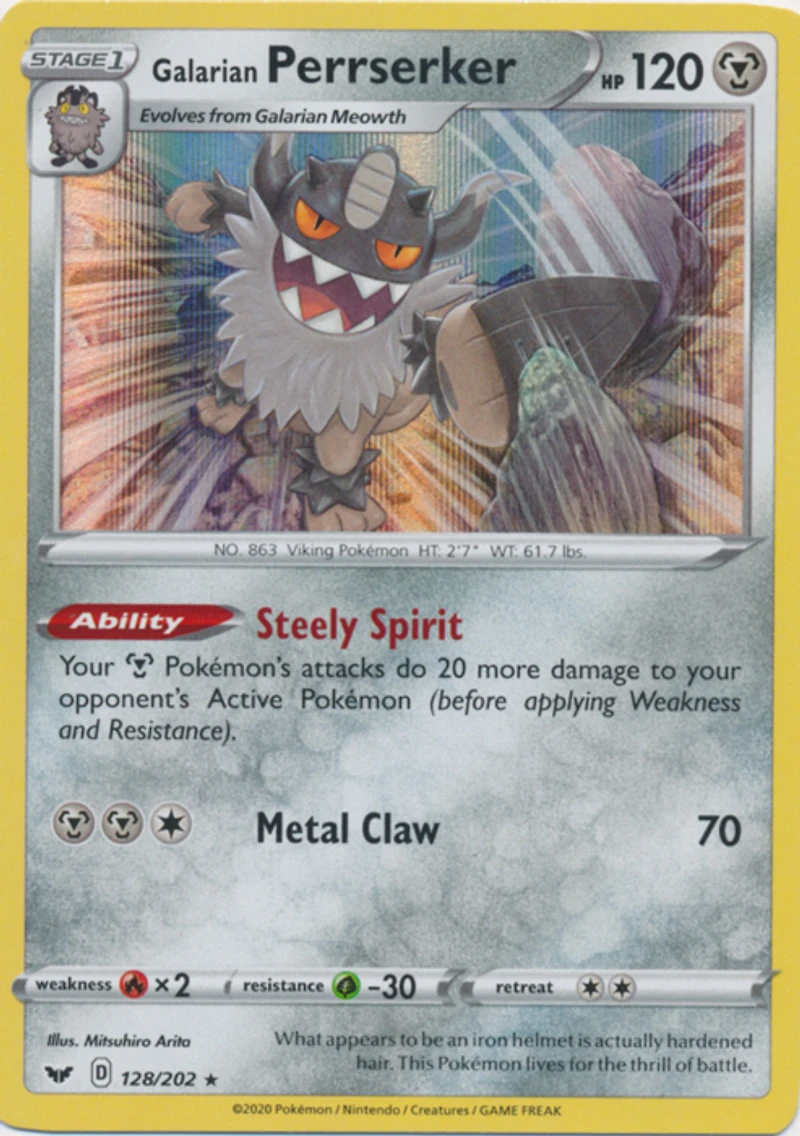 Galarian Perrserker - 128/202 - Holo Rare