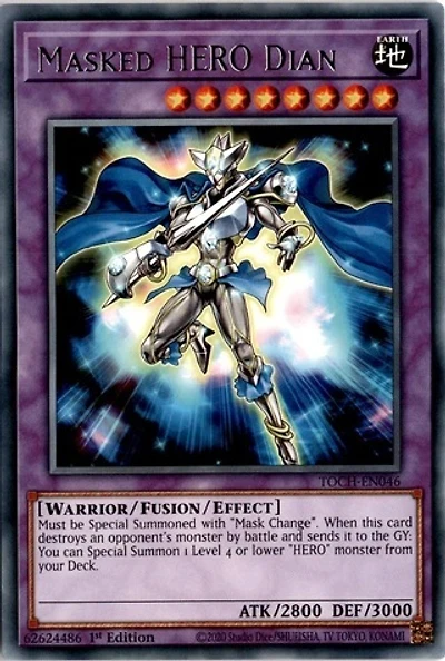Masked HERO Dian - TOCH-EN046 - Rare - 1st Edition