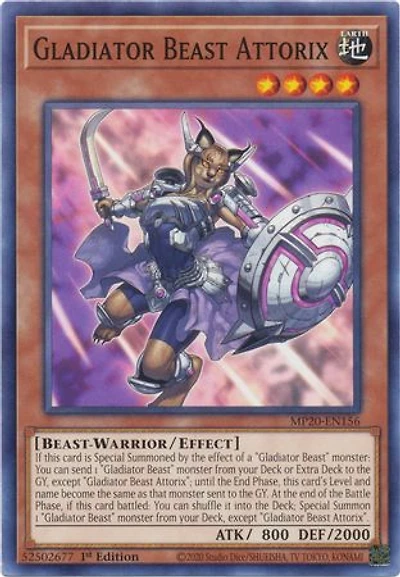 Gladiator Beast Attorix - MP20-EN156 - Common - 1st Edition