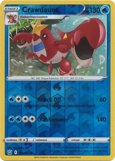 Crawdaunt - 039/163 - Uncommon - Reverse Holo