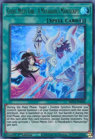Ghost Meets Girl - A Mayakashi's Manuscript - MP21-EN026 - Ultra Rare - 1st Edition