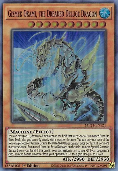Gizmek Okami, the Dreaded Deluge Dragon - MP21-EN121 - Super Rare - 1st Edition